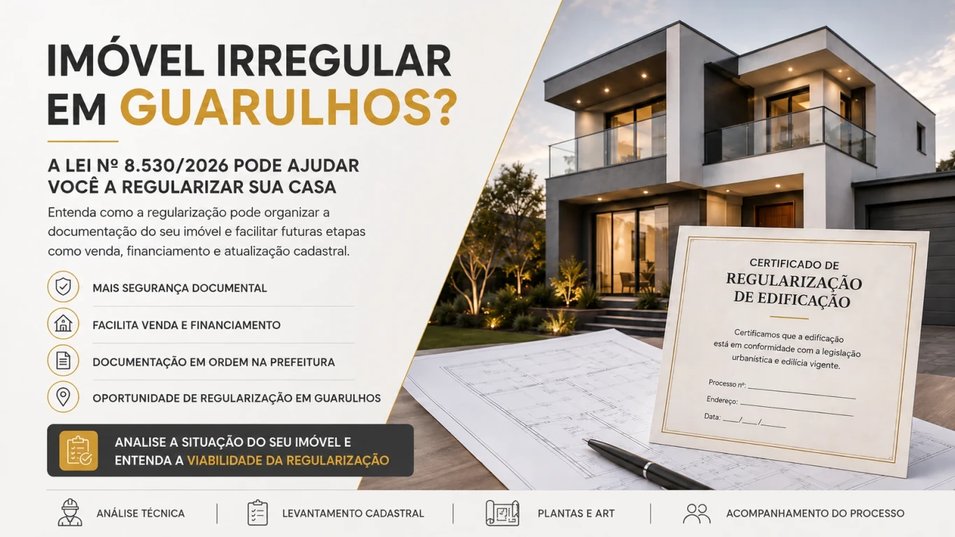 Imóvel irregular em Guarulhos? A nova Lei nº 8.530/2026 pode ajudar você a regularizar sua casa