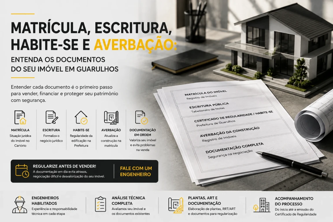 Matrícula, Escritura, Habite-se e Averbação: entenda os documentos do seu imóvel em Guarulhos